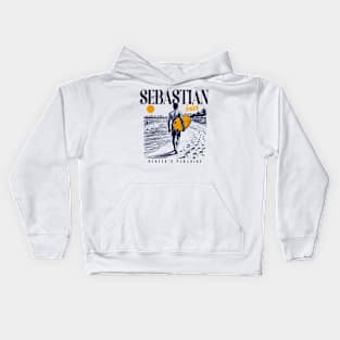 Vintage Surfing Sebastian Inlet, Florida // Retro Surfer Sketch // Surfer's Paradise Kids Hoodie